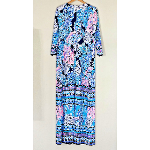 Lilly Pulitzer NWT Melli Maxi Dress Party In Paradise Size XL High Tide Navy NEW - Picture 9 of 14